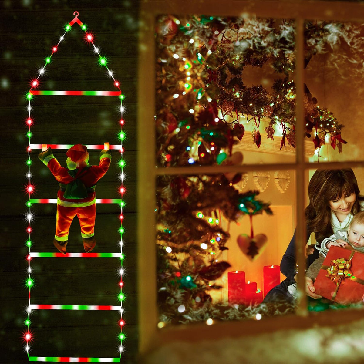 Toodour Luz LED de Navidad, luces decorativas de escalera de Navida...