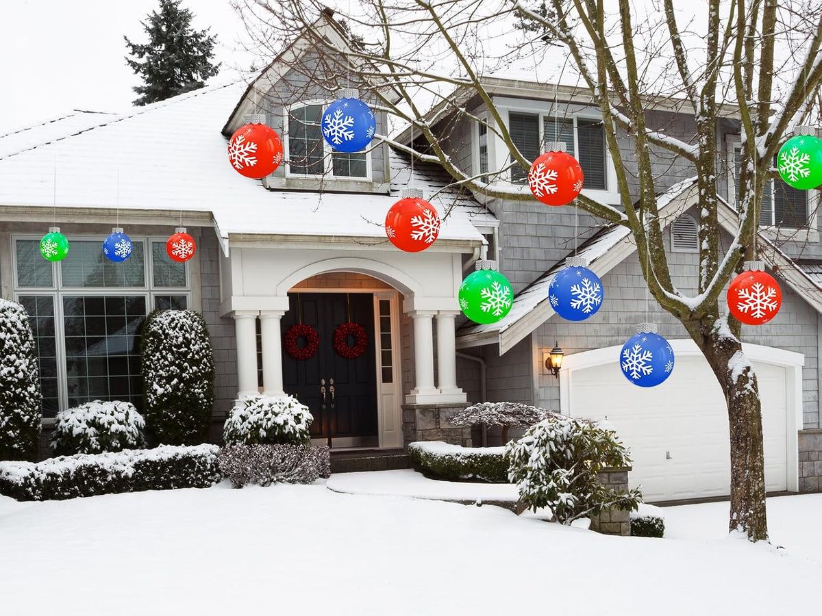 12 piezas de decoraciones navideñas para exteriores, bolas inflable...