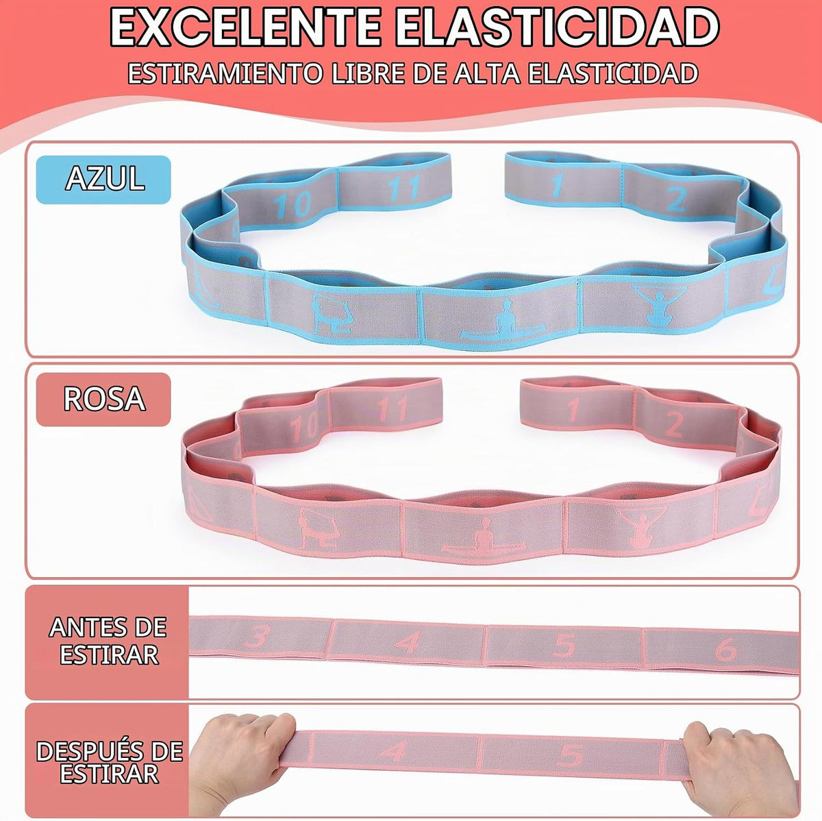Correa elástica de estiramiento para yoga con bucles, correas de es...