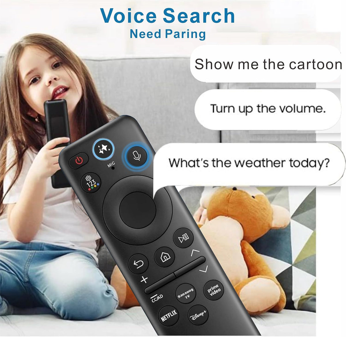 Remoto Solarcell de repuesto para Samsung Smart TV Remote w\/AI You...