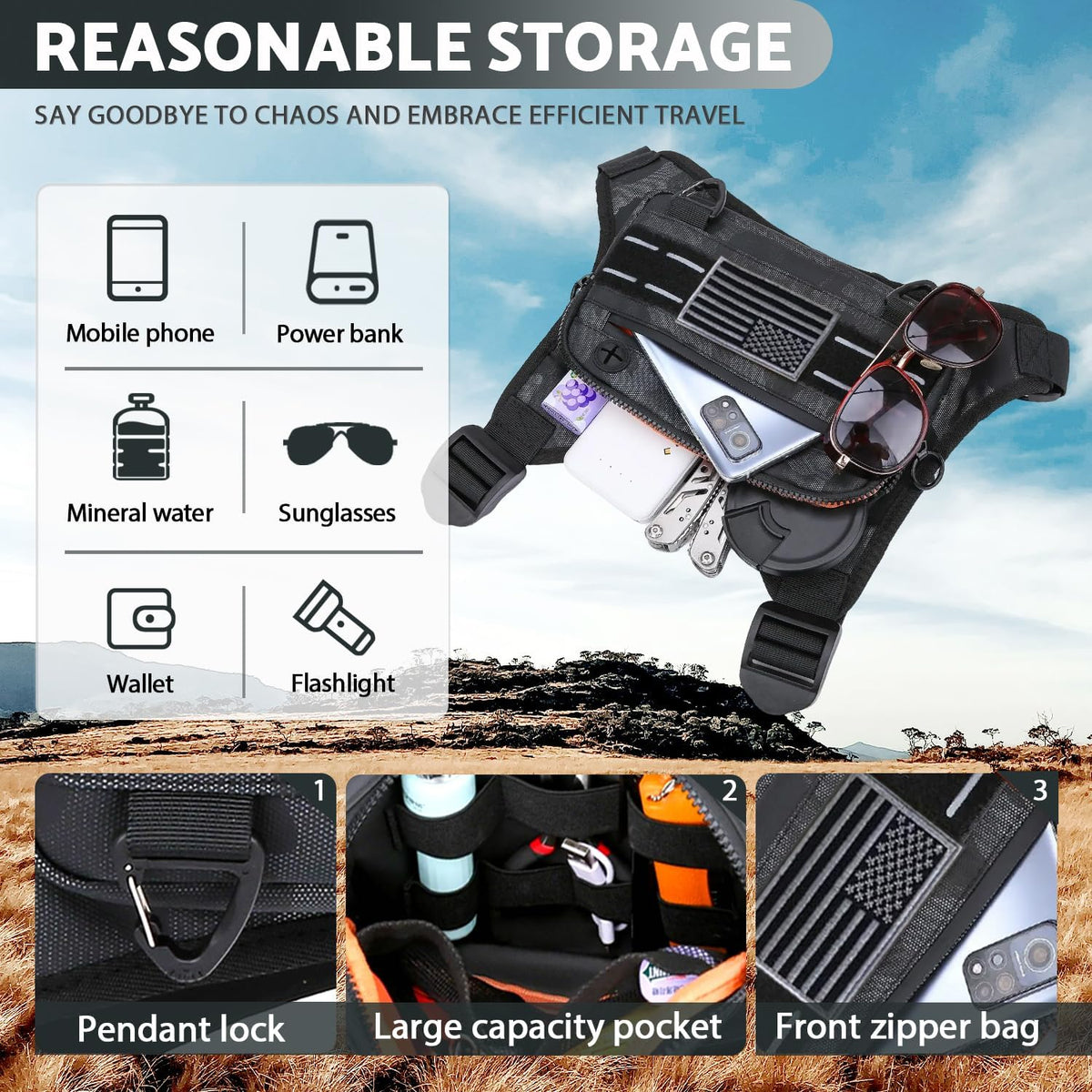 Muserise Bolsa de pecho deportiva para hombres y mujeres, resistent...