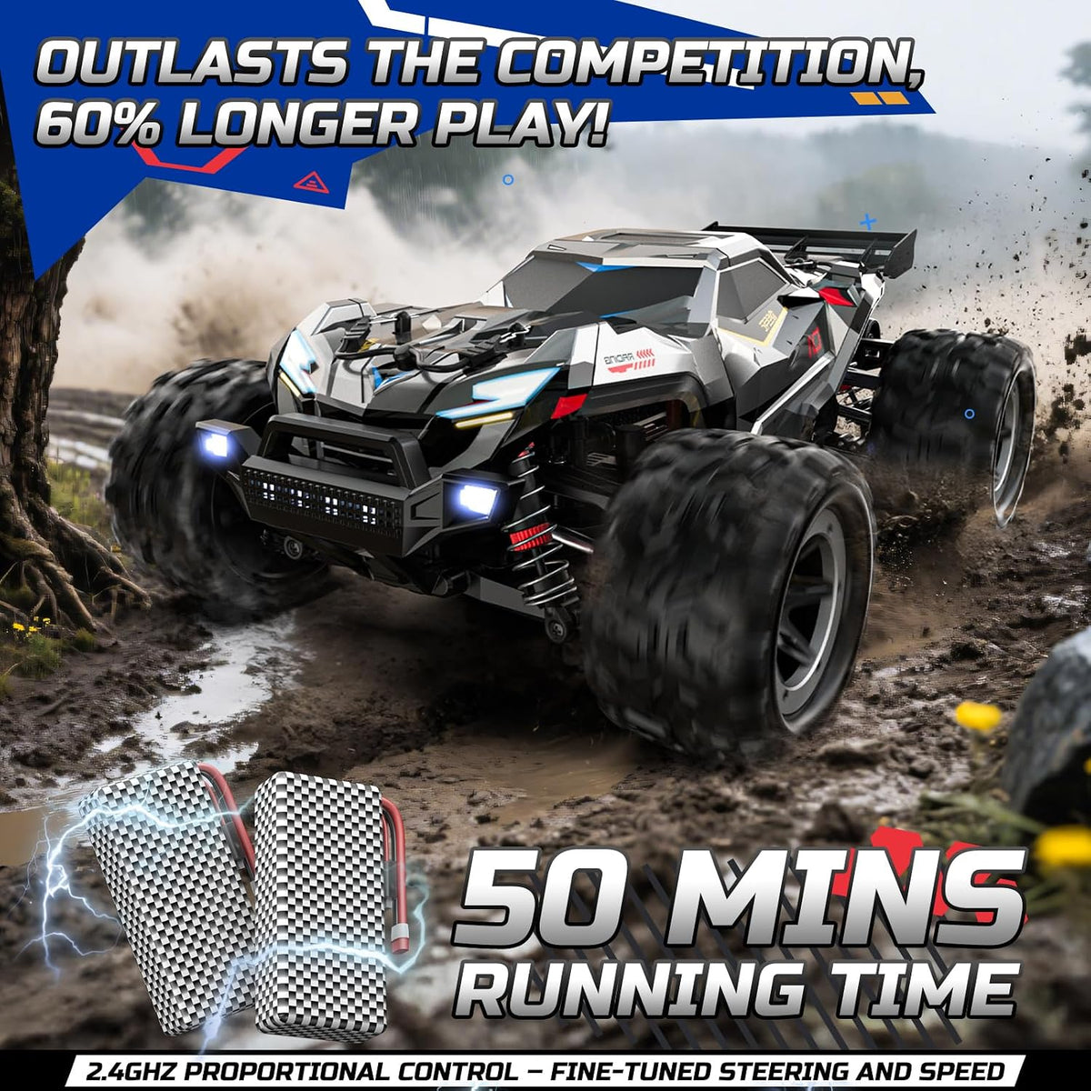 DEERC Coches RC rápidos sin escobillas para adultos, 55 KM\/H, comp...