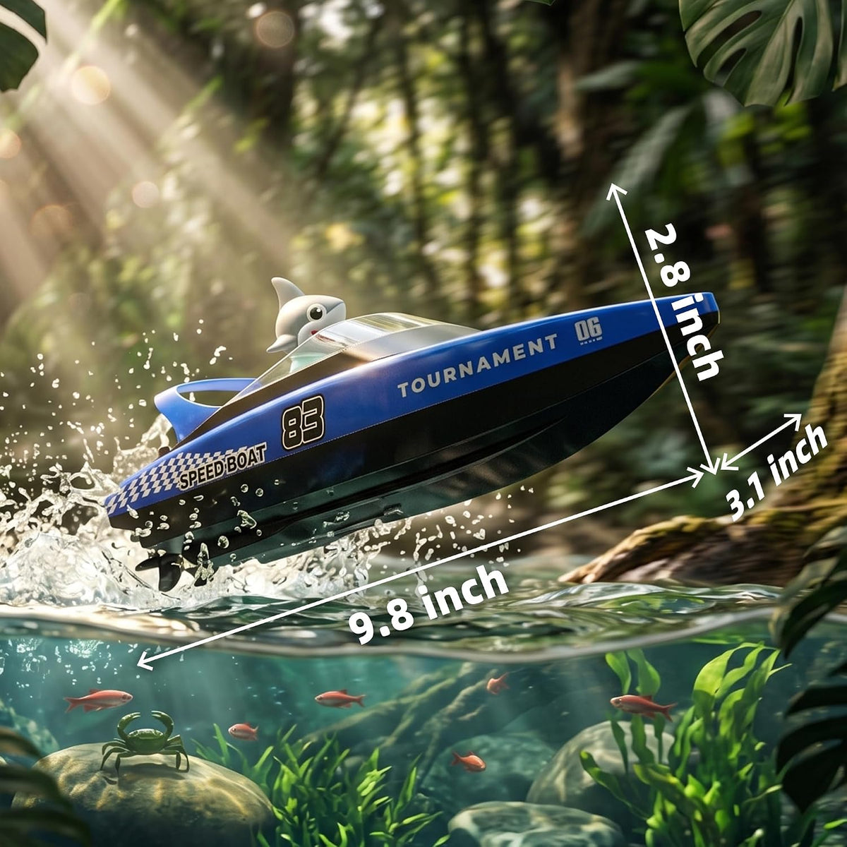 BEZGAR 2 paquetes de 10 pulgadas 15 KPH Fast RC Shark Barcos para n...