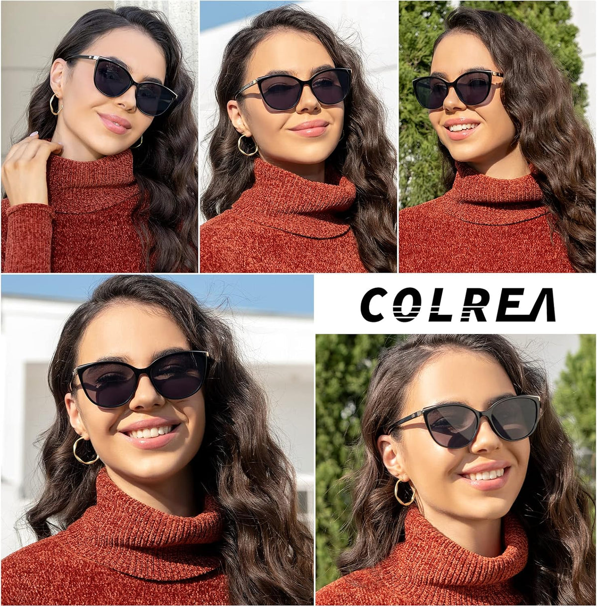 Colrea Gafas de Sol Modernas con Forma de Ojo de Gato para Mujer, E...