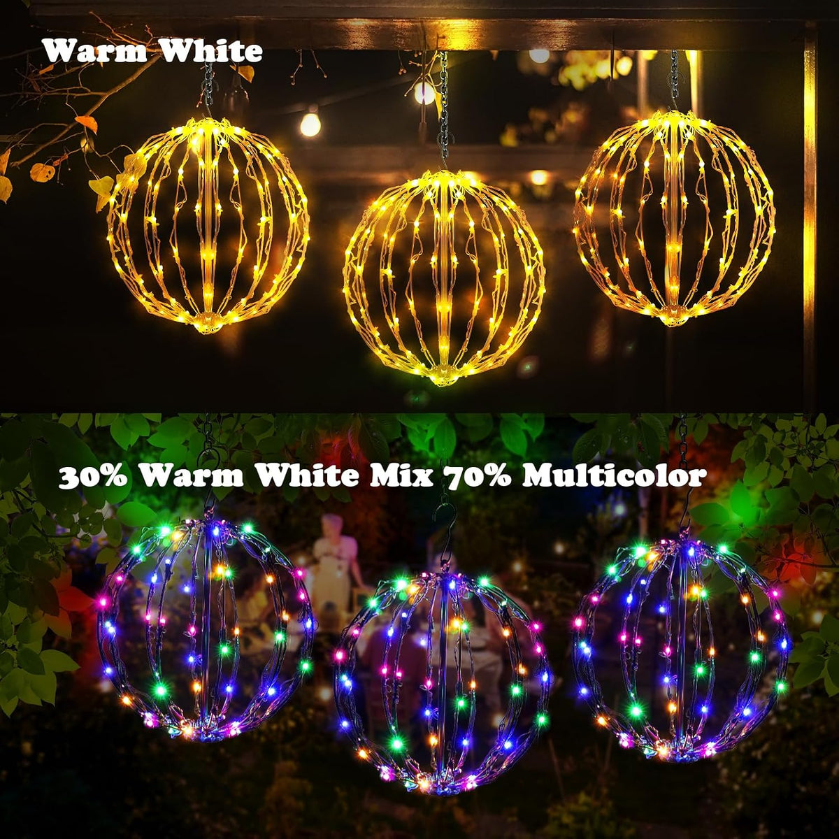Bolas de luz de Navidad de 12 pulgadas, paquete de 3 esferas de dec...