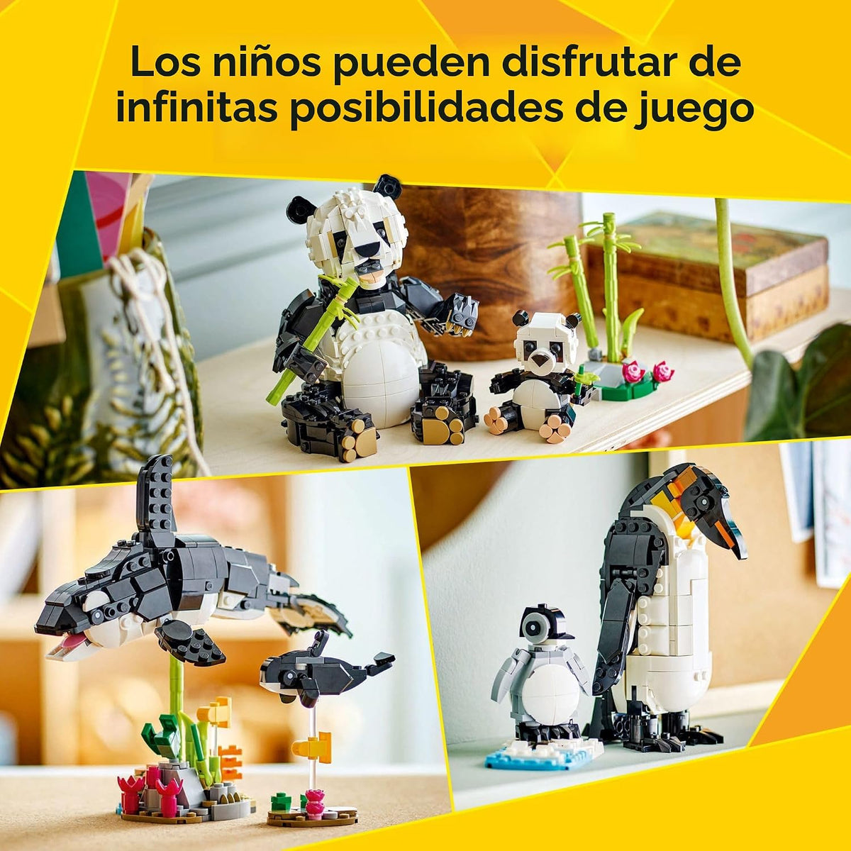 LEGO Creator Familia de Pandas, Animales Salvajes 3 en 1 - Kit de j...