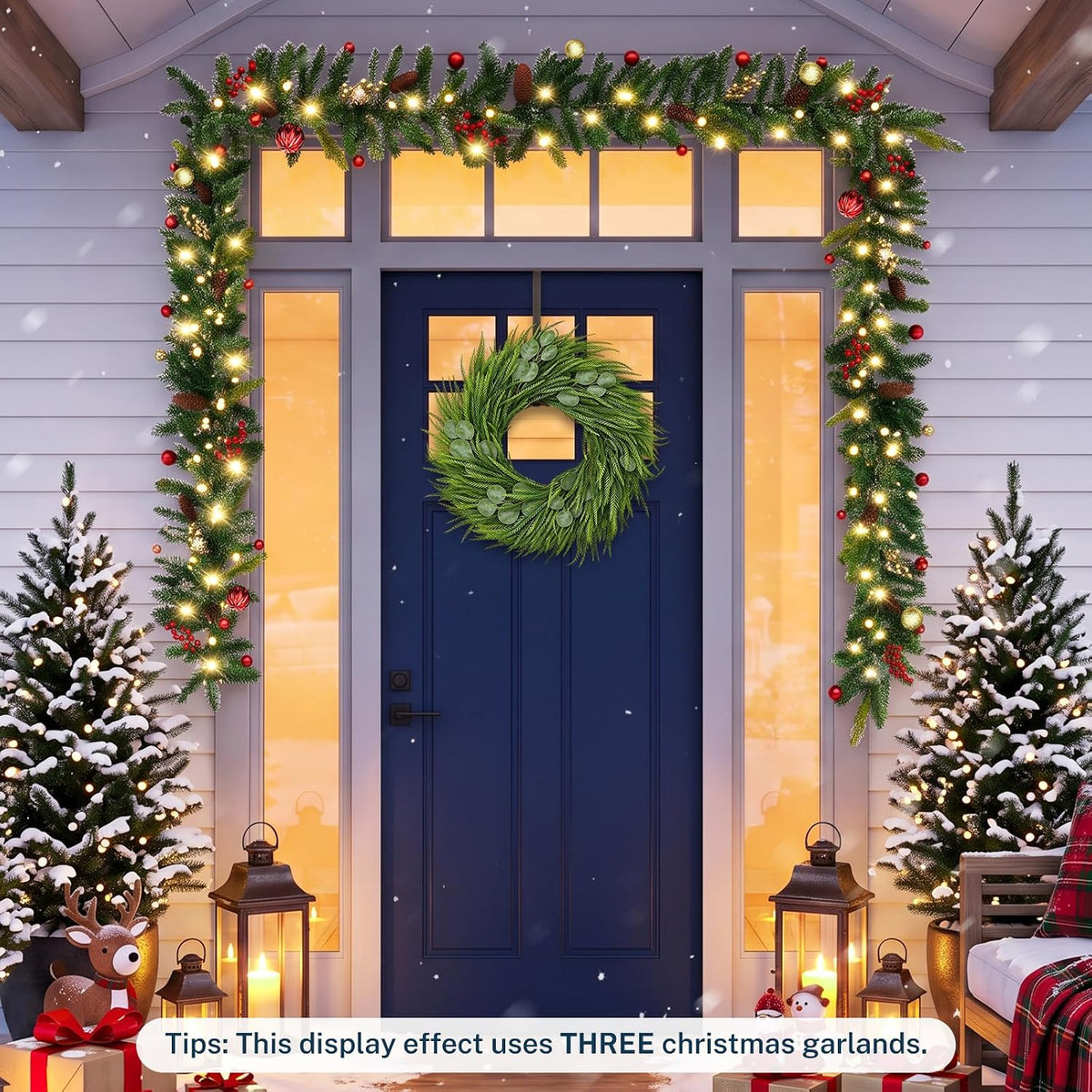 UrMoon Guirnalda de Navidad de 9 pies con luces para interiores y |...