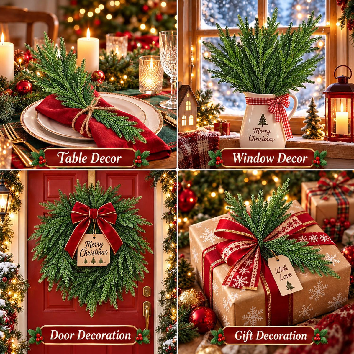 Jutom - 12 tallos artificiales de pino Norfolk de Navidad, 30 in |...