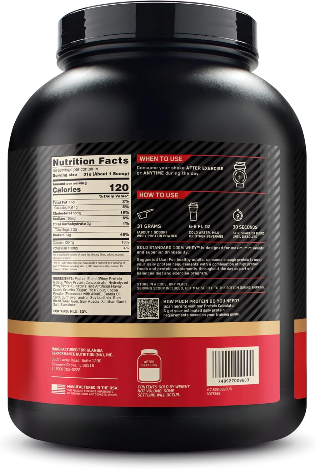 Optimum Nutrition Estándar dorado 100% Proteína de Suero de Leche e...