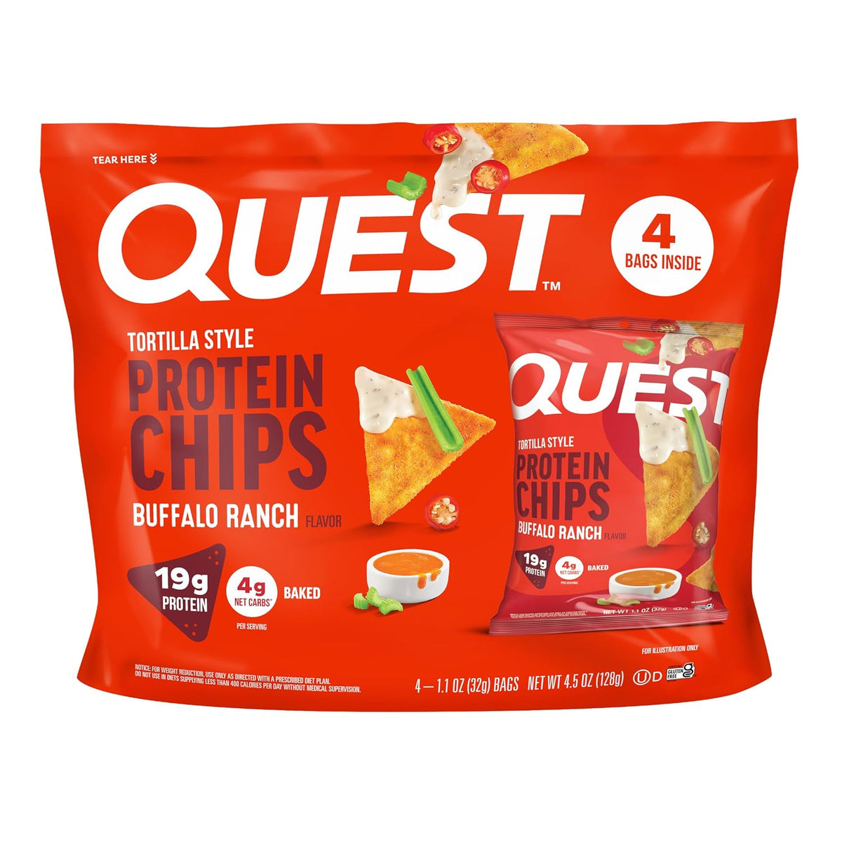 Quest Nutrition Buffalo Ranch - Chips de proteína estilo tortilla,...
