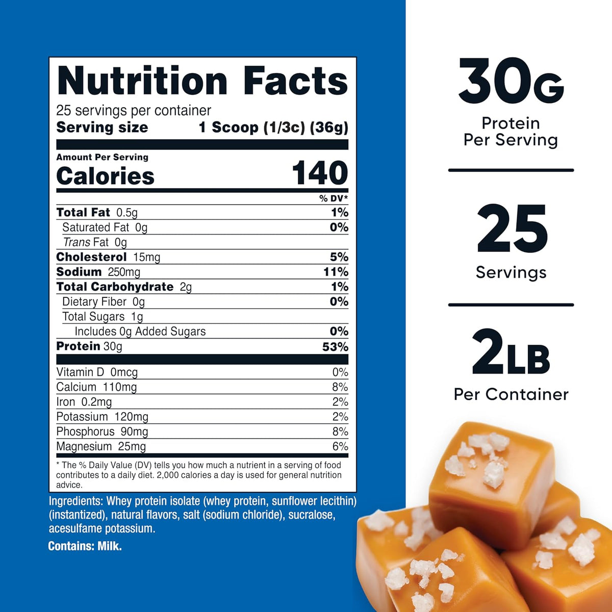 Nutricost Aislado de proteína de suero (caramelo salado) 2LBS