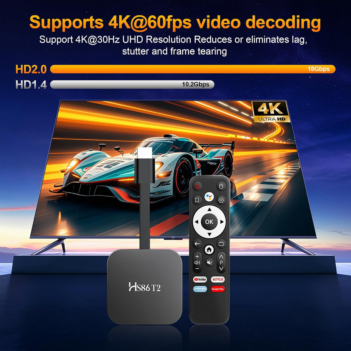2026 Android 14.0 TV Stick HS86 T2 4K 2GB RAM 16GB ROM Doble Wi-Fi...