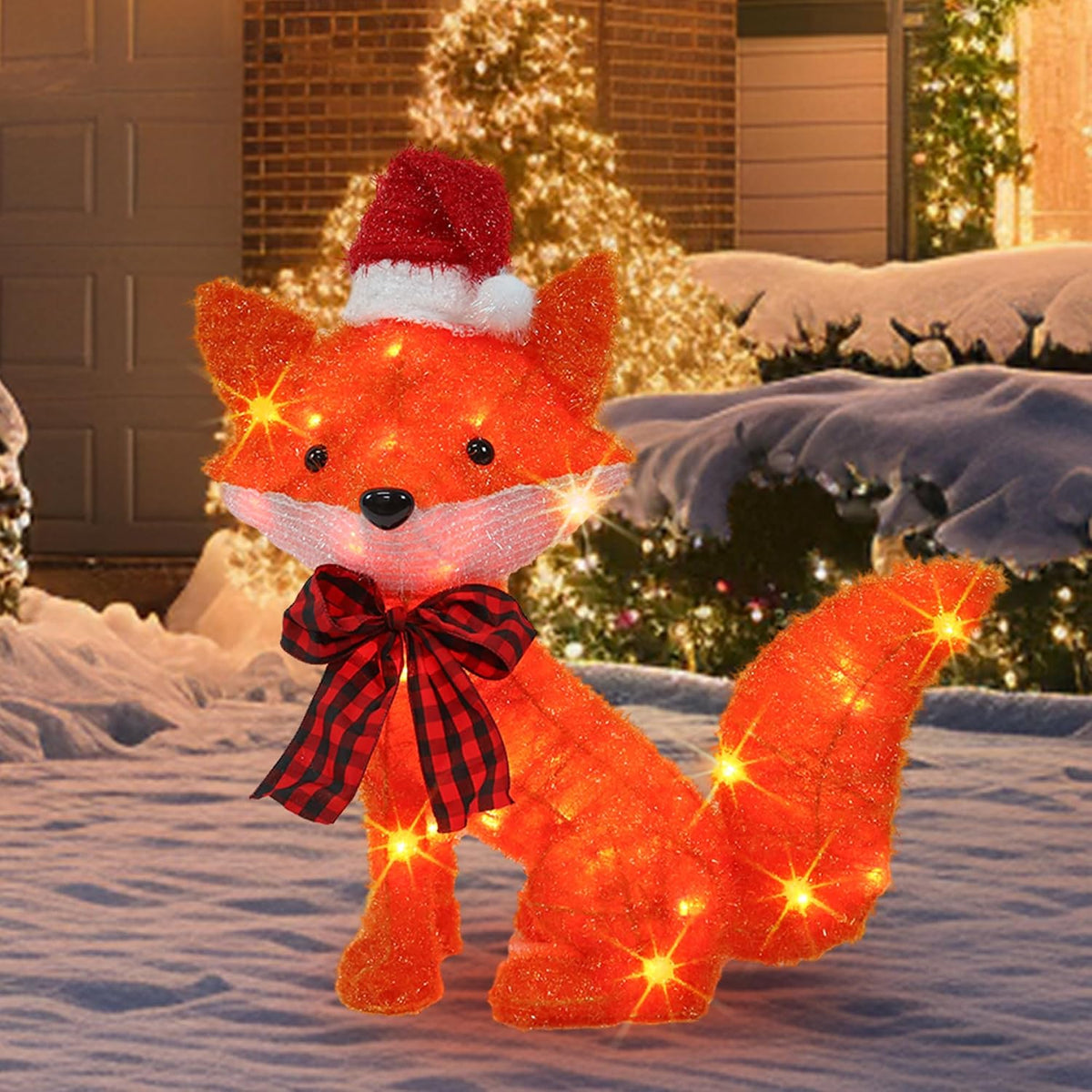 Dazzle Bright Zorro de Navidad iluminado 3D de 20 pulgadas, decorac...