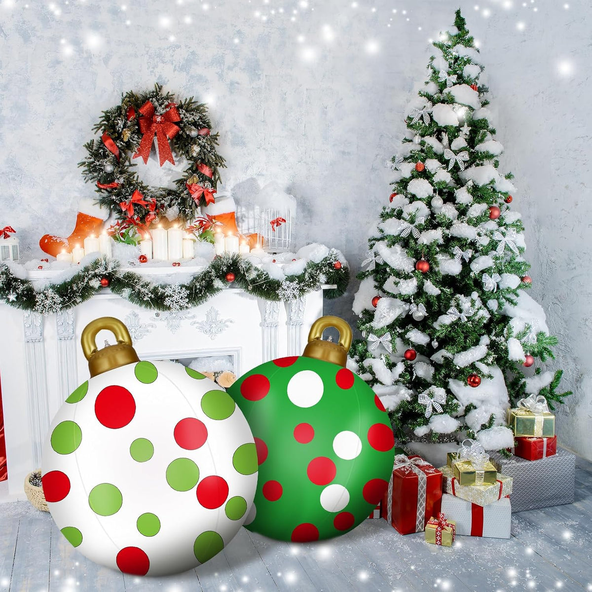 Jetec 2 adornos inflables de Navidad de 32 pulgadas, rojo, verde, b...