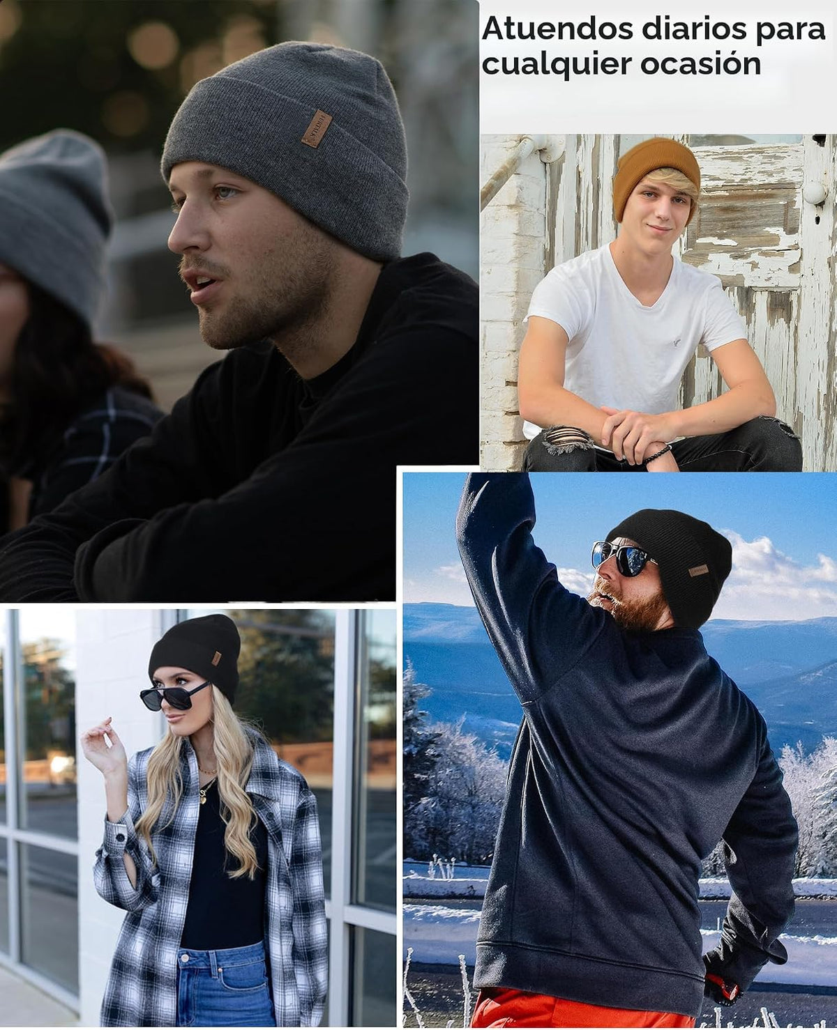 FURTALK Gorro para Hombres y Mujeres con Puños Tejido Grueso Unisex...