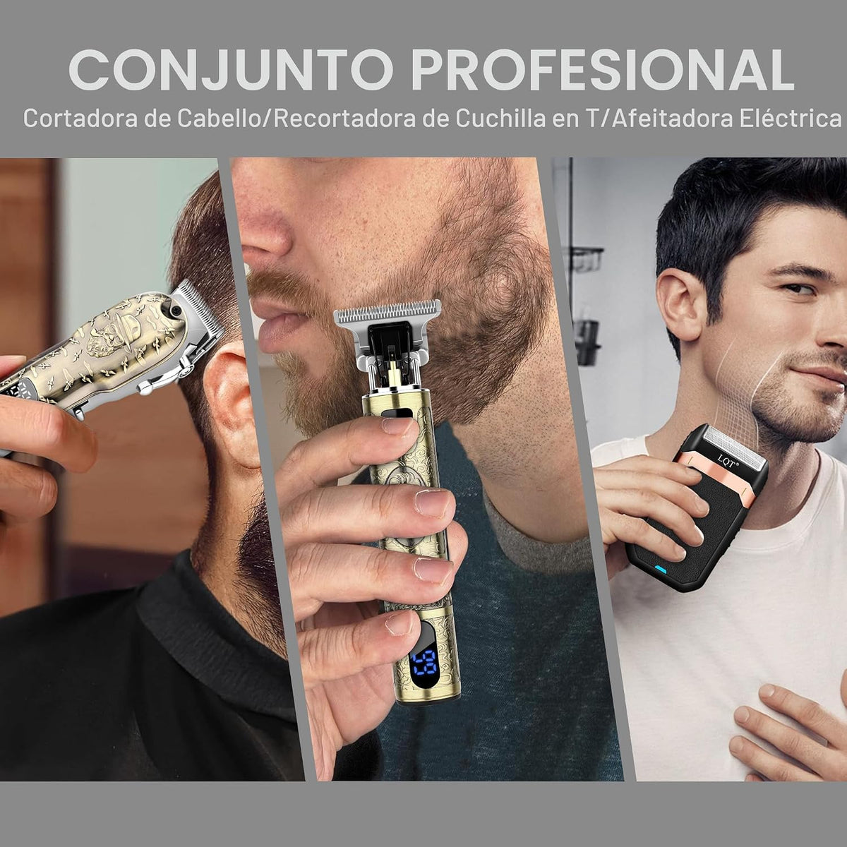 LQT - Juego de cortapelos para hombres, cortadora de pelo con panta...