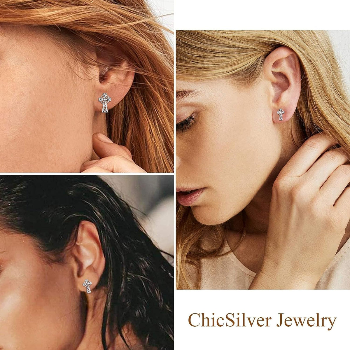 ChicSilver Pendientes celtas para mujer de plata de ley hipoalergén...