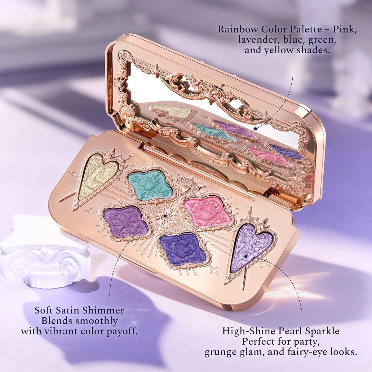 Flower Knows Knight Unicorn - Paleta de maquillaje satinado de 6 co...