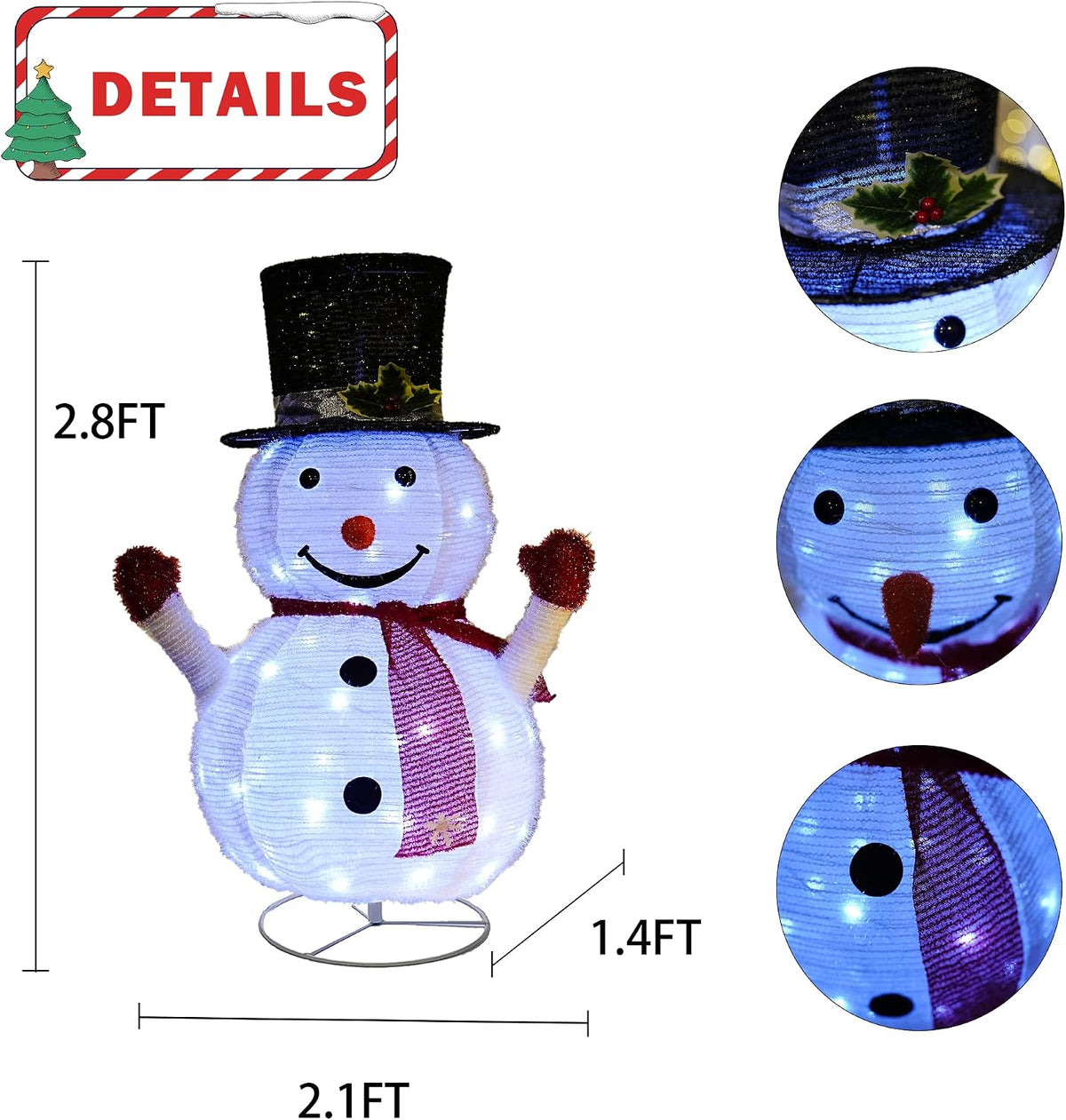 Dazzle Bright - Muñeco de nieve de Navidad, muñeco de nieve plegabl...