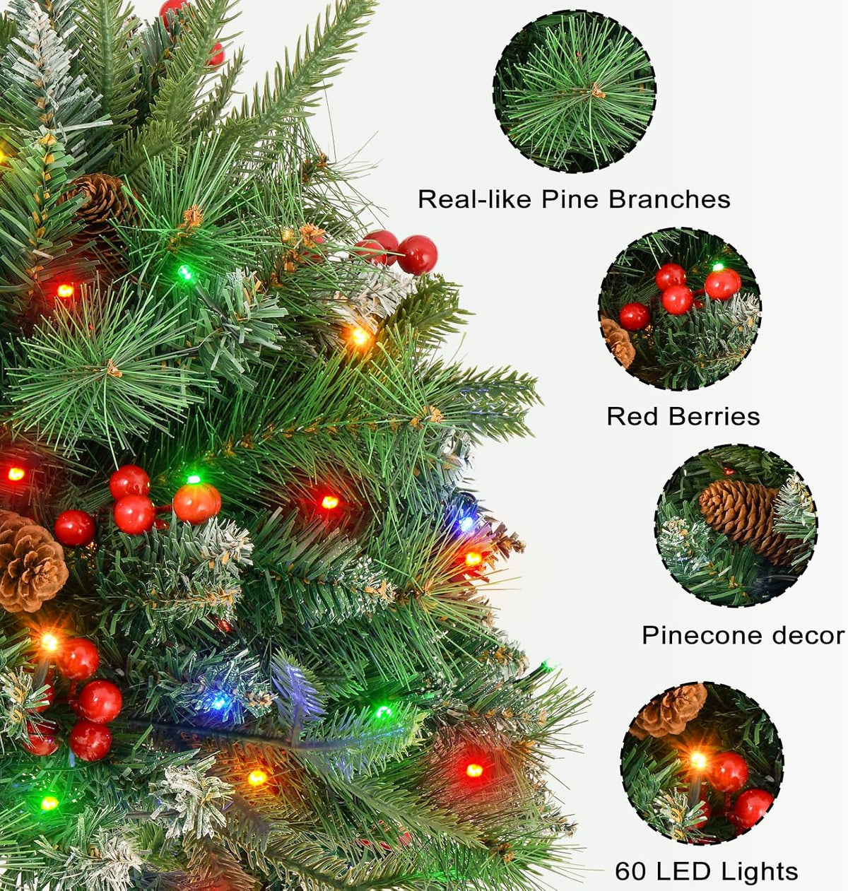 Relleno de urna para árbol de Navidad, funciona con pilas, con temp...