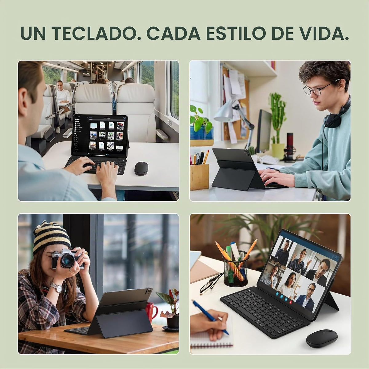Satechi OntheGo - Teclado Bluetooth con soporte ajustable, conecta...