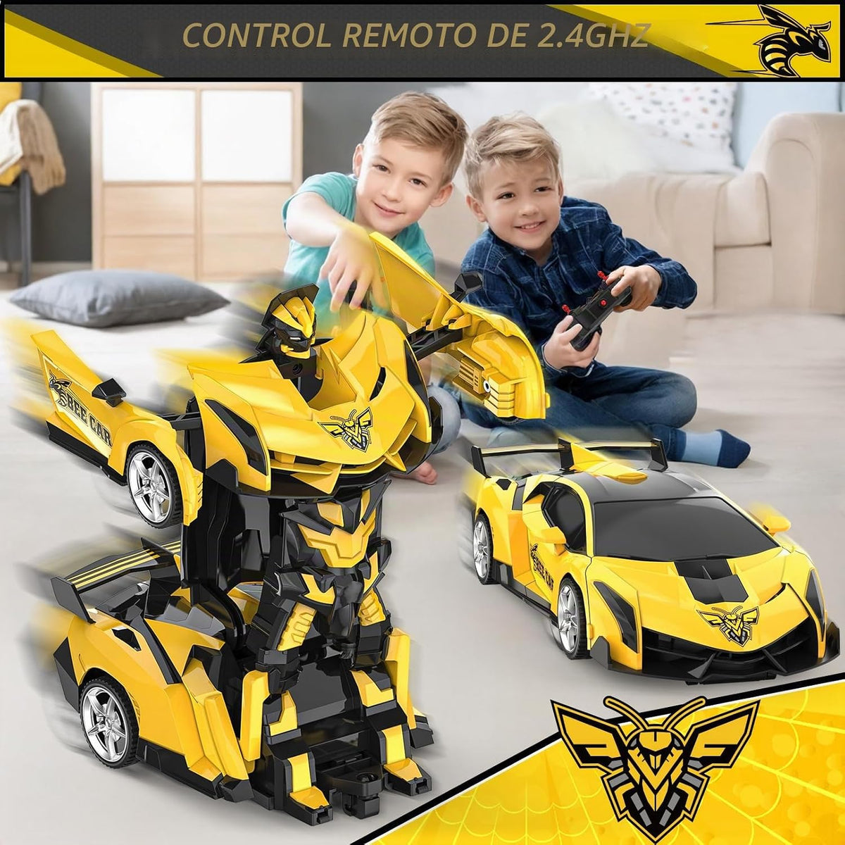 BLUEJAY Transform RC Cars para niños de 3 a 12 años, coche de contr...