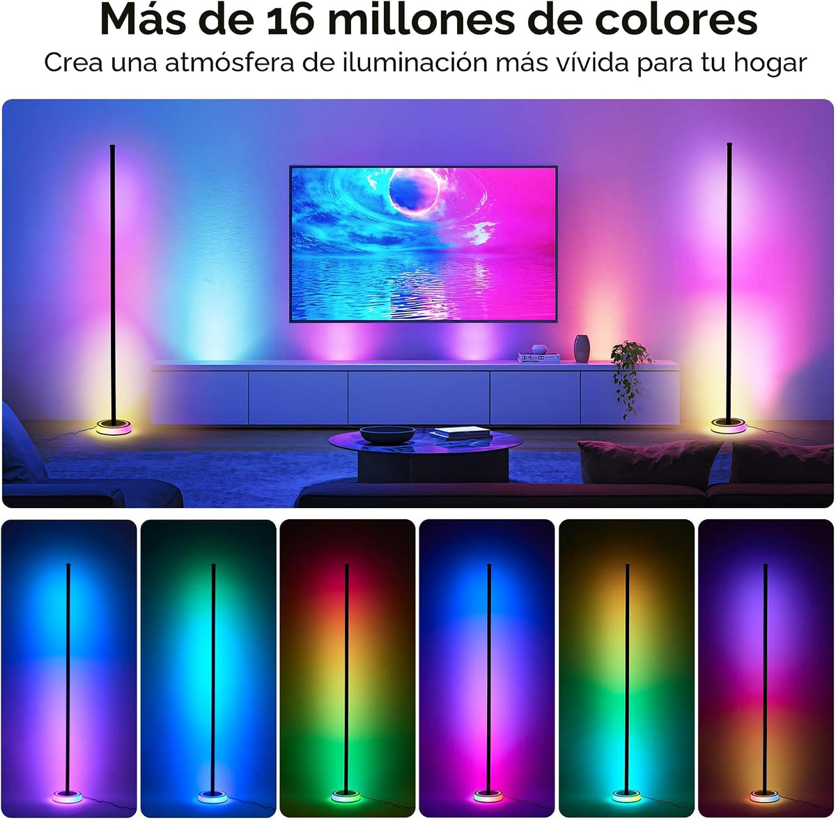 Wfiia RGBICW - Lámpara de pie inteligente LED de 59 pulgadas, ilumi...