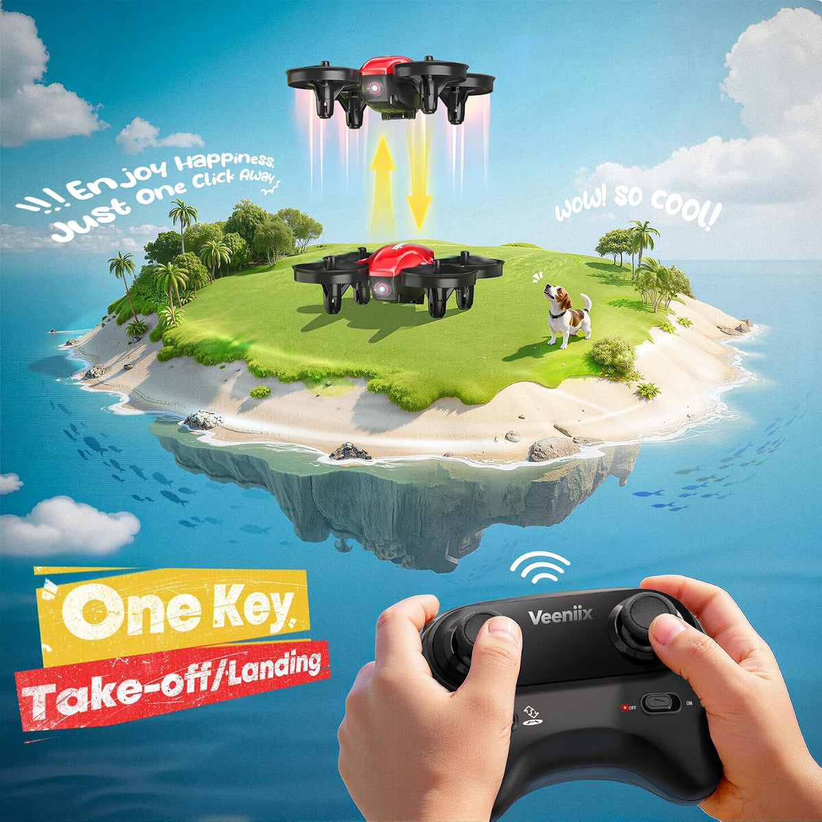Veeniix V995 Mini dron rojo para niños y principiantes, cuadricópte...