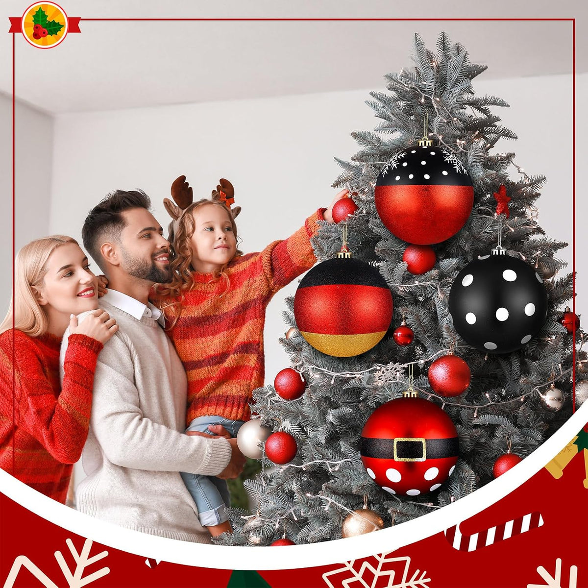 Tigeen 4 bolas de Navidad de ratón grande de 6 pulgadas para decora...