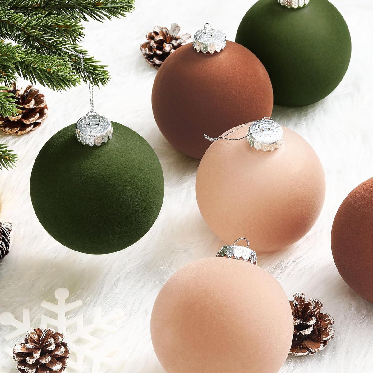 6 adornos grandes de terciopelo de Navidad de 4 pulgadas | Esferas...