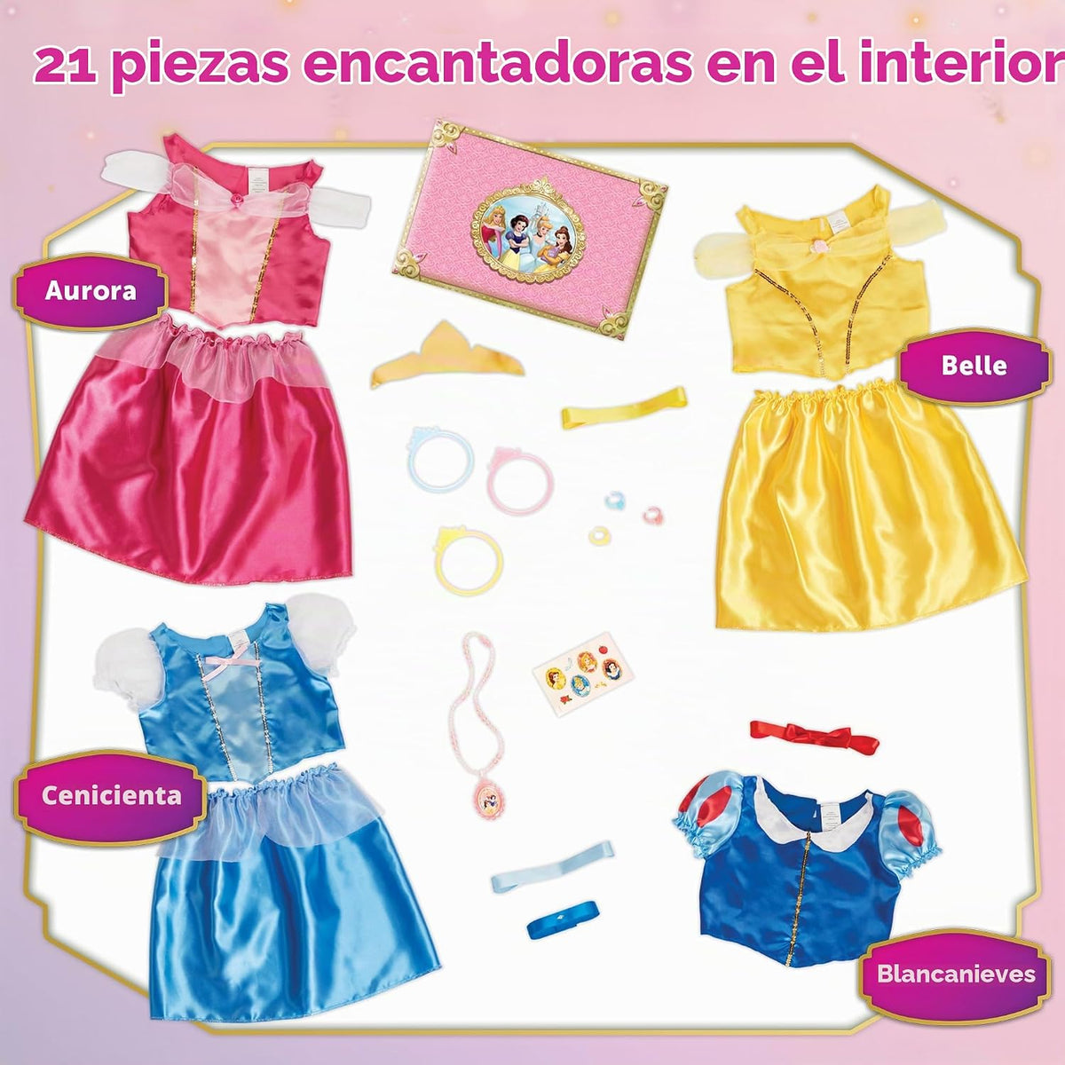 Disney Princess Baúl de Disfraces Deluxe 21 Piezas con Licencia Ofi...