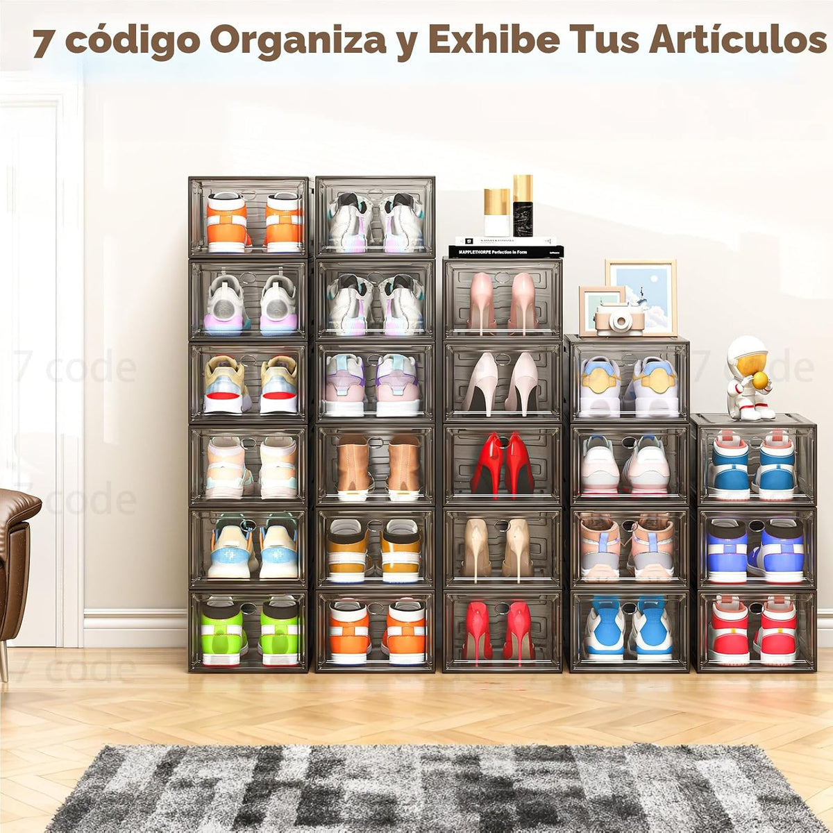 Organizador de almacenamiento de zapatos de plástico transparente,...