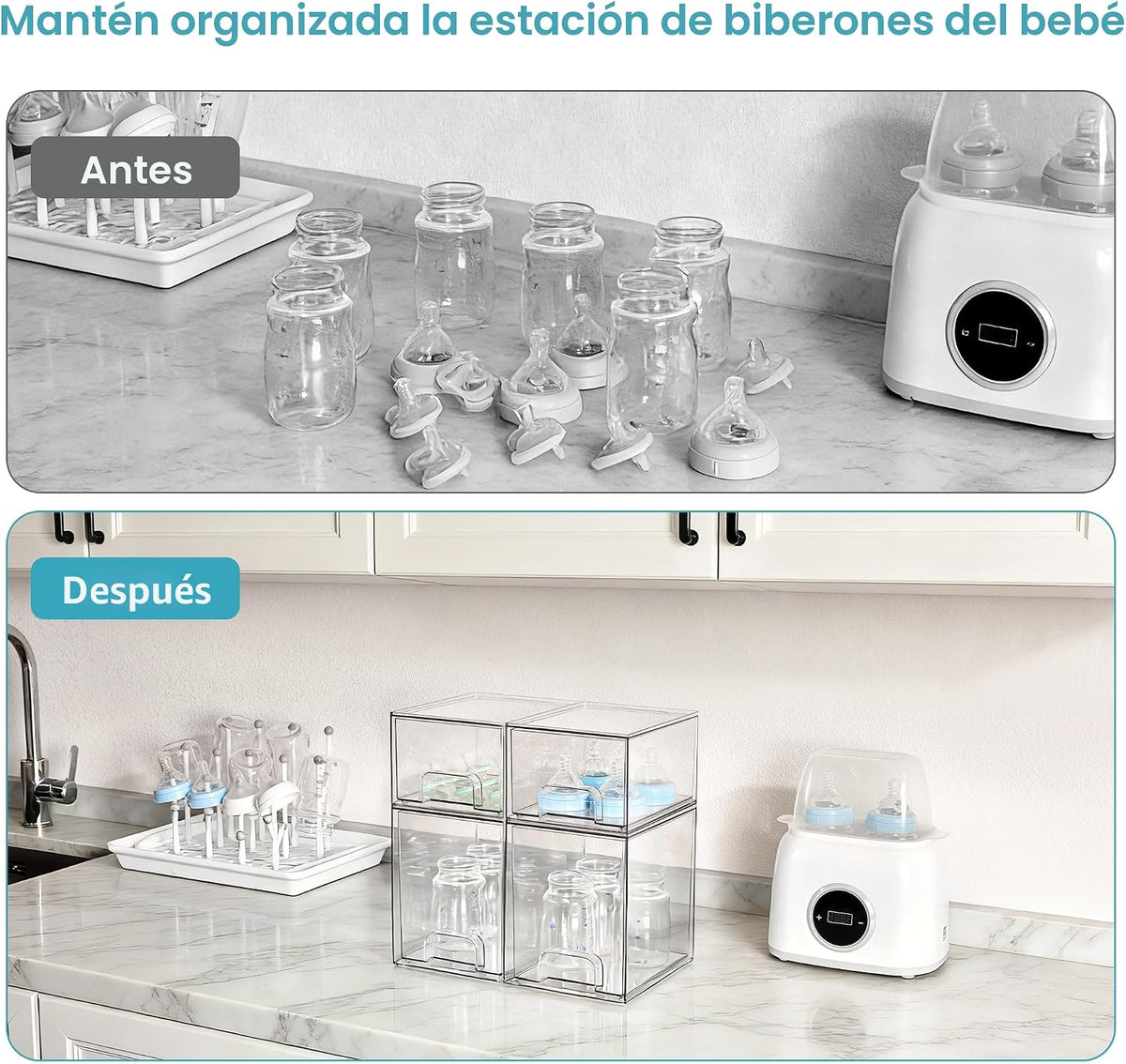 Vtopmart Juego de 4 cajones de almacenamiento apilables transparent...
