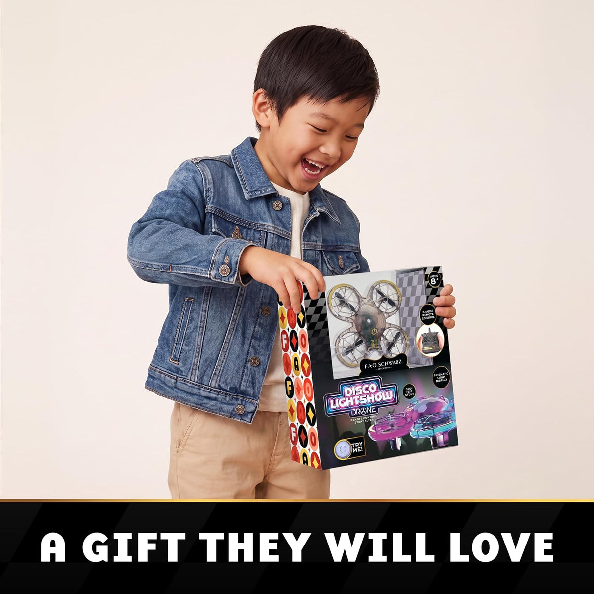 FAO Schwarz Disco Lightshow RC Drone para niños, volante de acrobac...