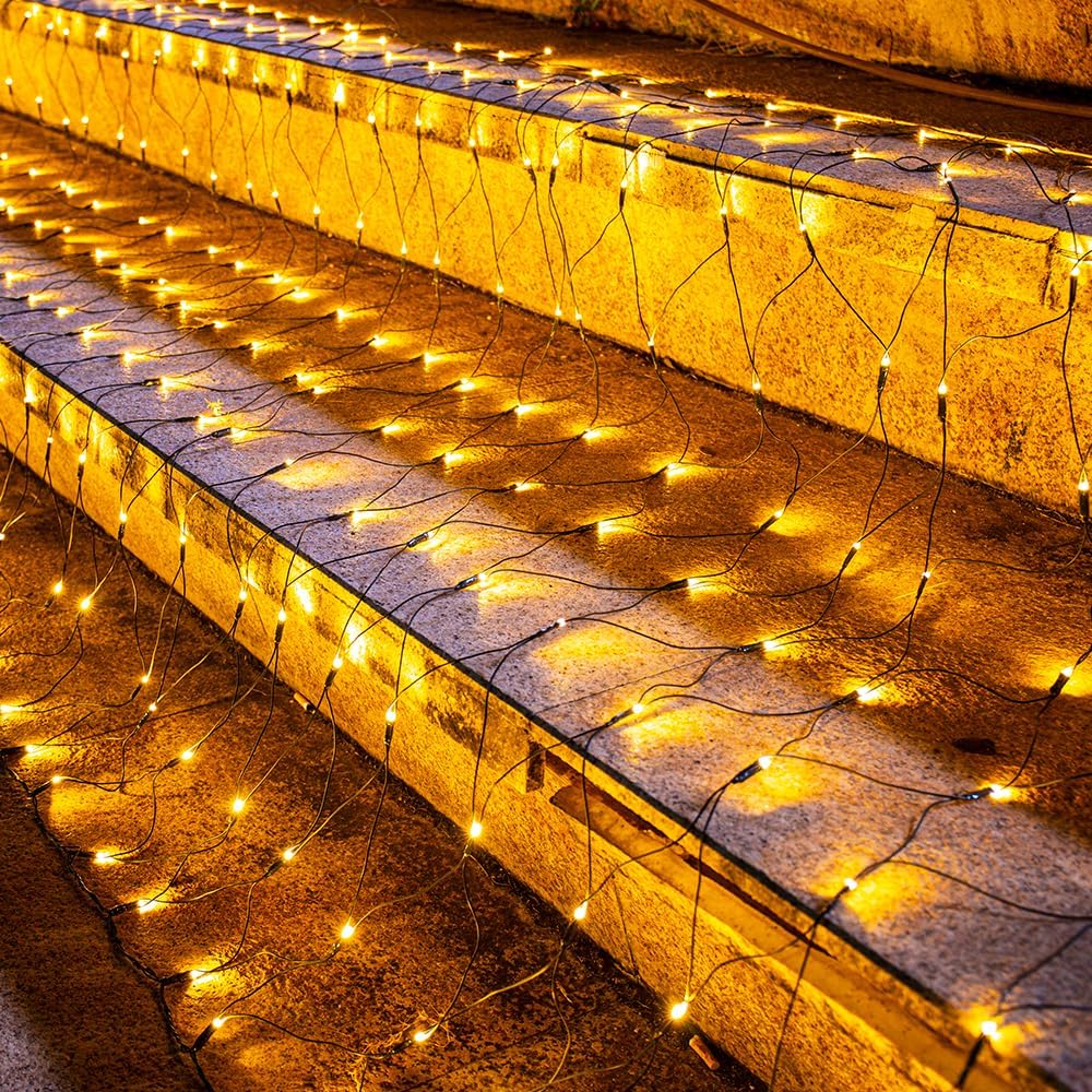 Joomer Luces de red de Navidad de 12 pies x 5 pies, luces de malla...