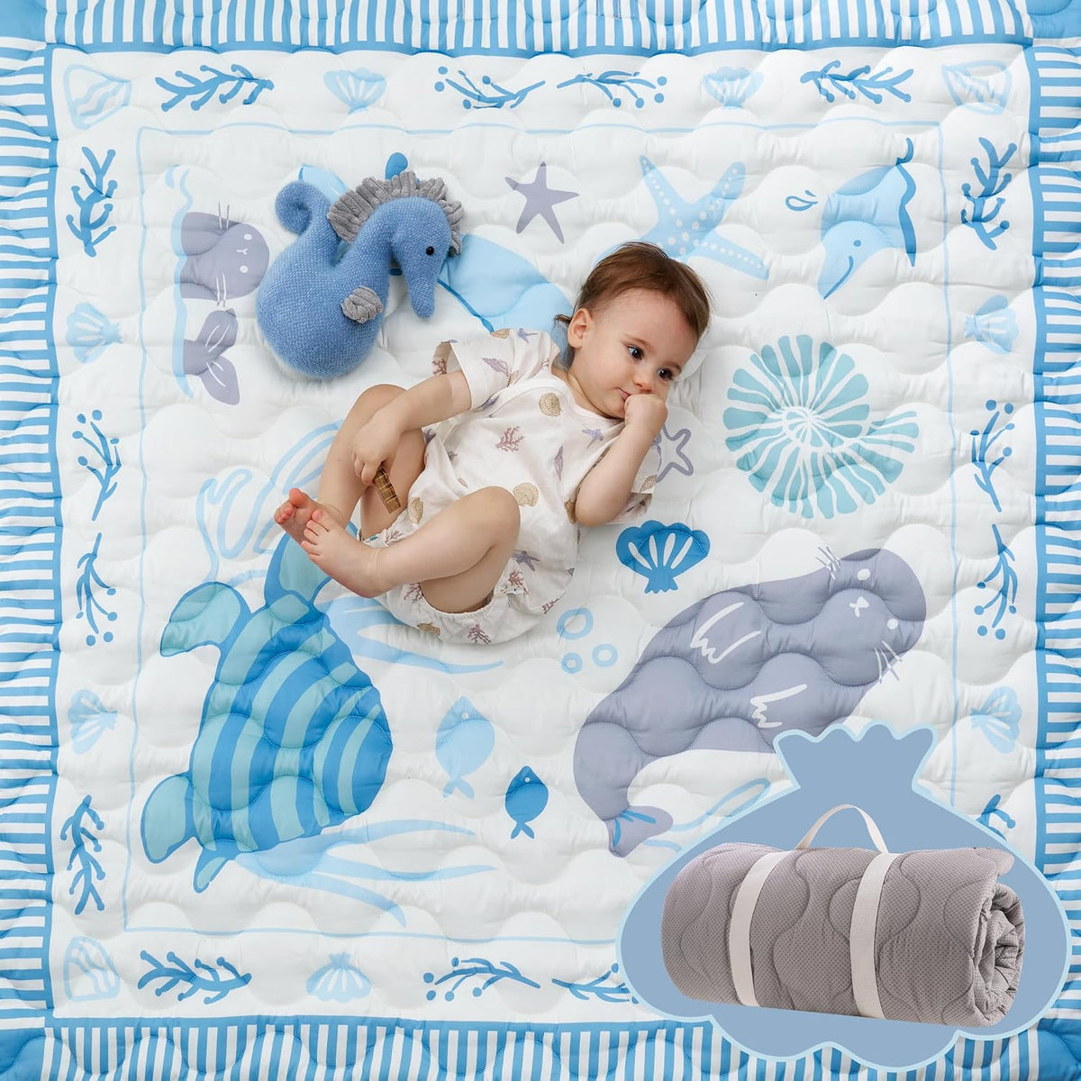 Momcozy Alfombra de juego para bebé para piso, alfombra gruesa de c...