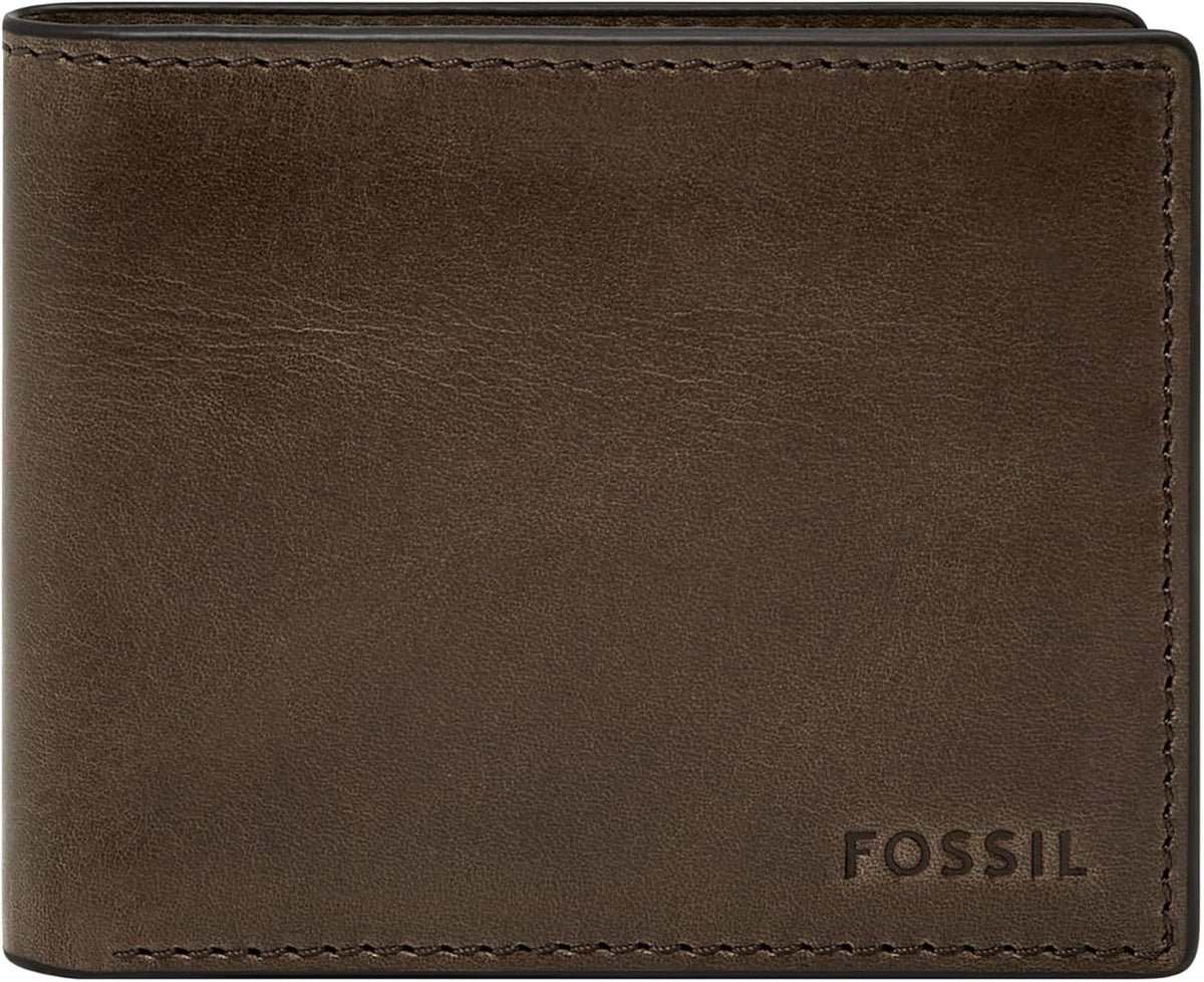 Fossil Derrick - Cartera para hombre, de piel con bloqueo RFID, ple...