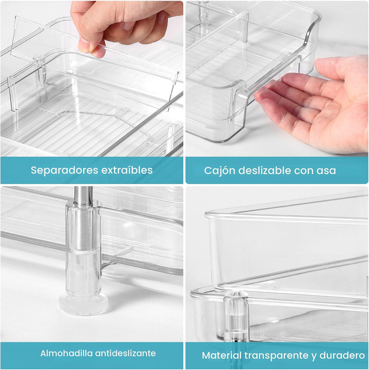 Vtopmart - Paquete de 4 organizadores extraíbles de plástico transp...