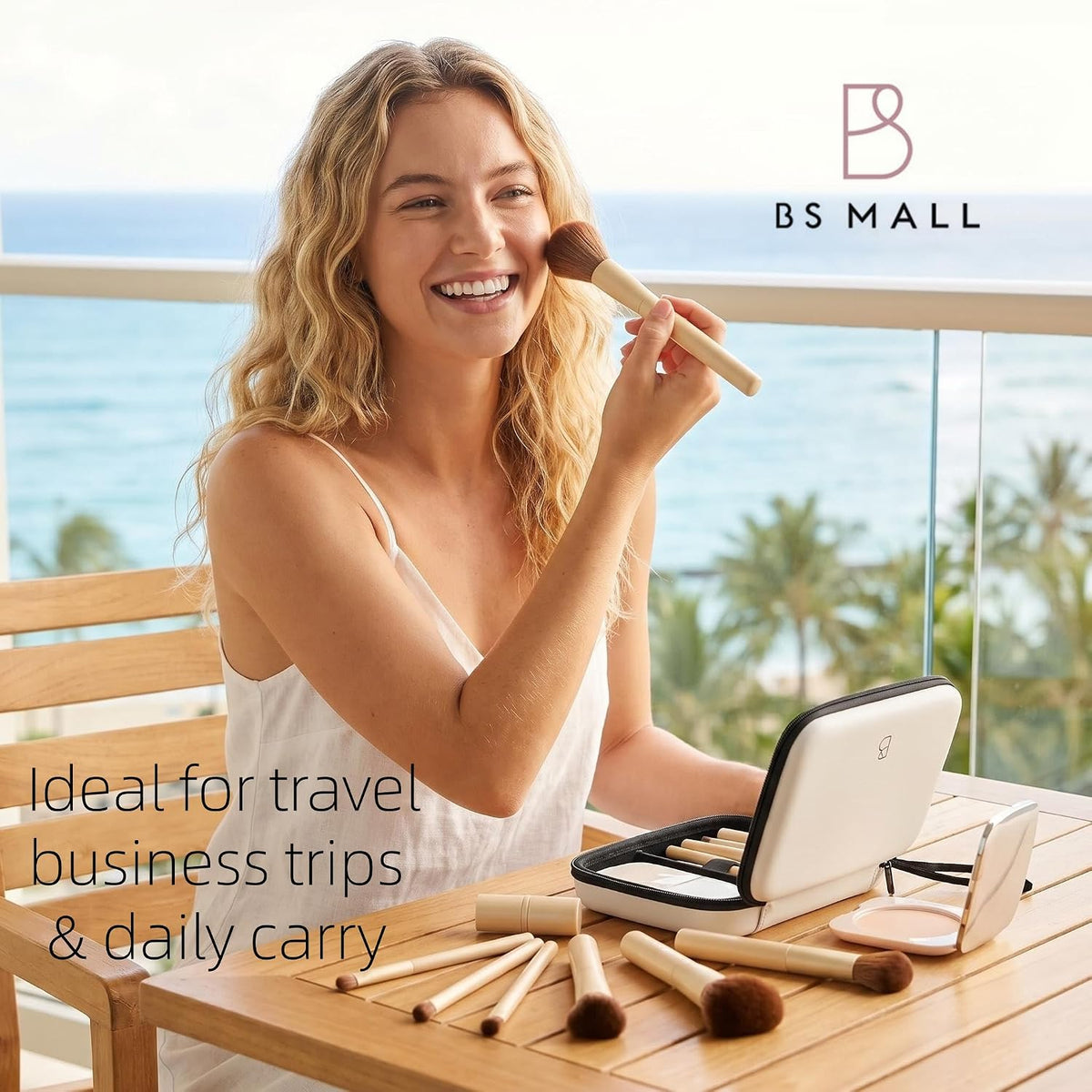 Brochas de maquillaje profesionales BS-MALL con estuche de viaje \u...