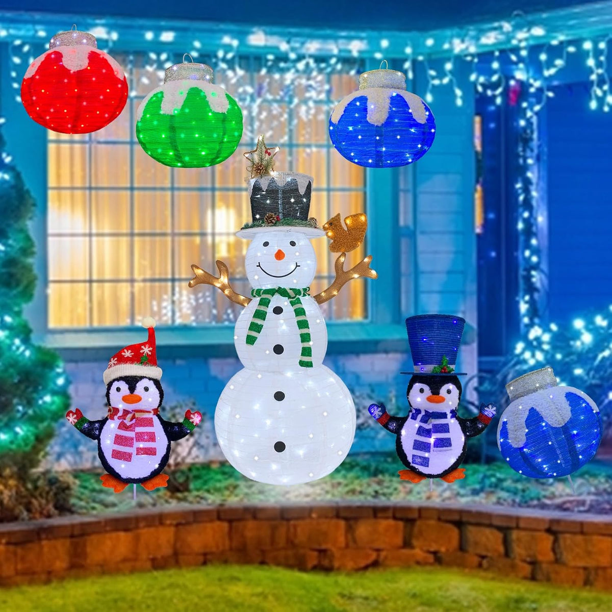 Esferas de Navidad Iluminadas Decoraciones para Exteriores, 2 pieza...