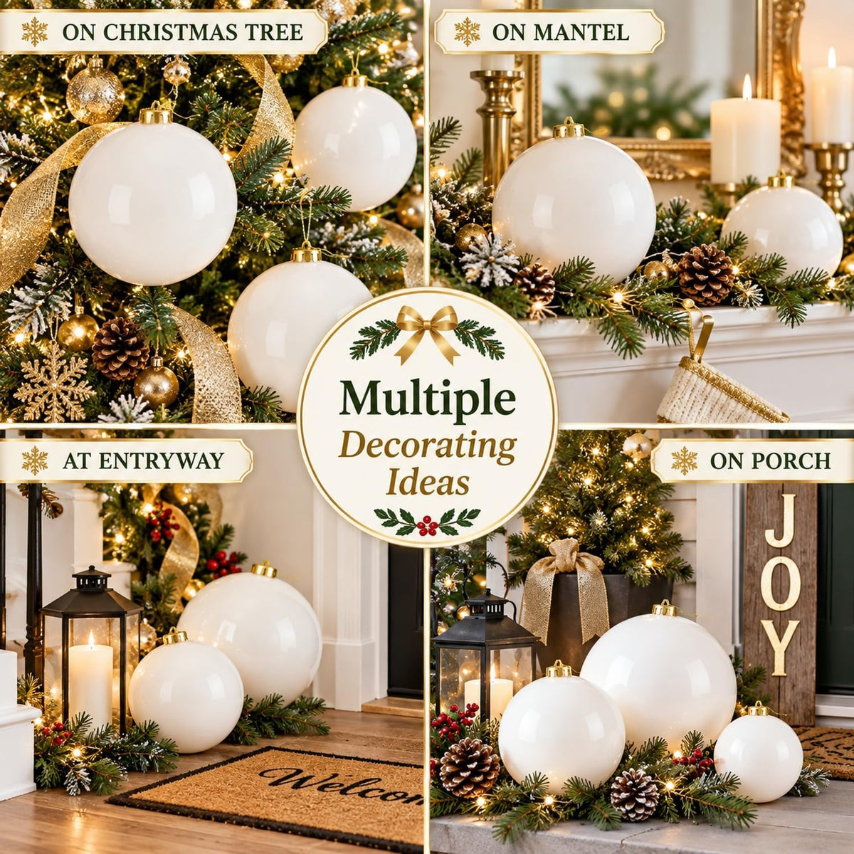 Zubebe 4 unidades de adornos de bola de Navidad extra grandes de 8&...