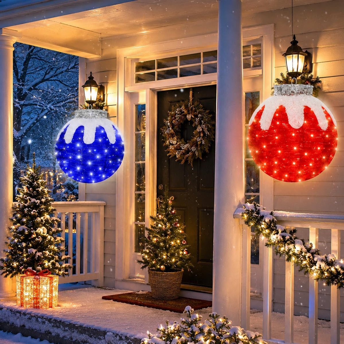 Adornos de Navidad para exteriores, decoración de bolas navideñas e...