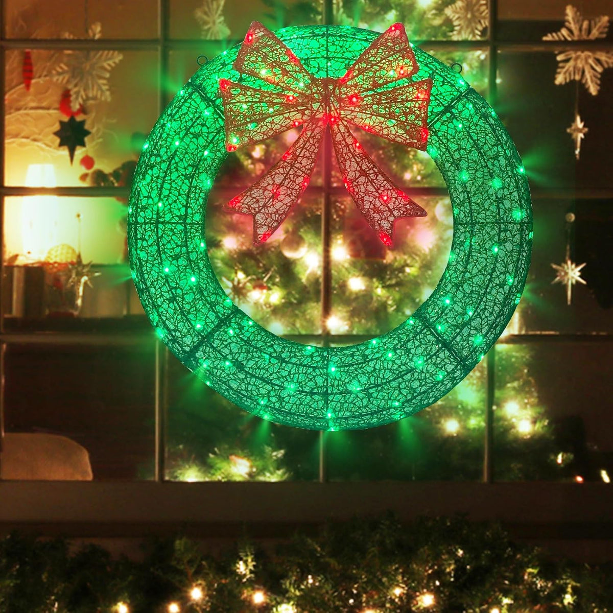 Corona de Navidad Iluminada para Decoraciones Exteriores, Corona de...