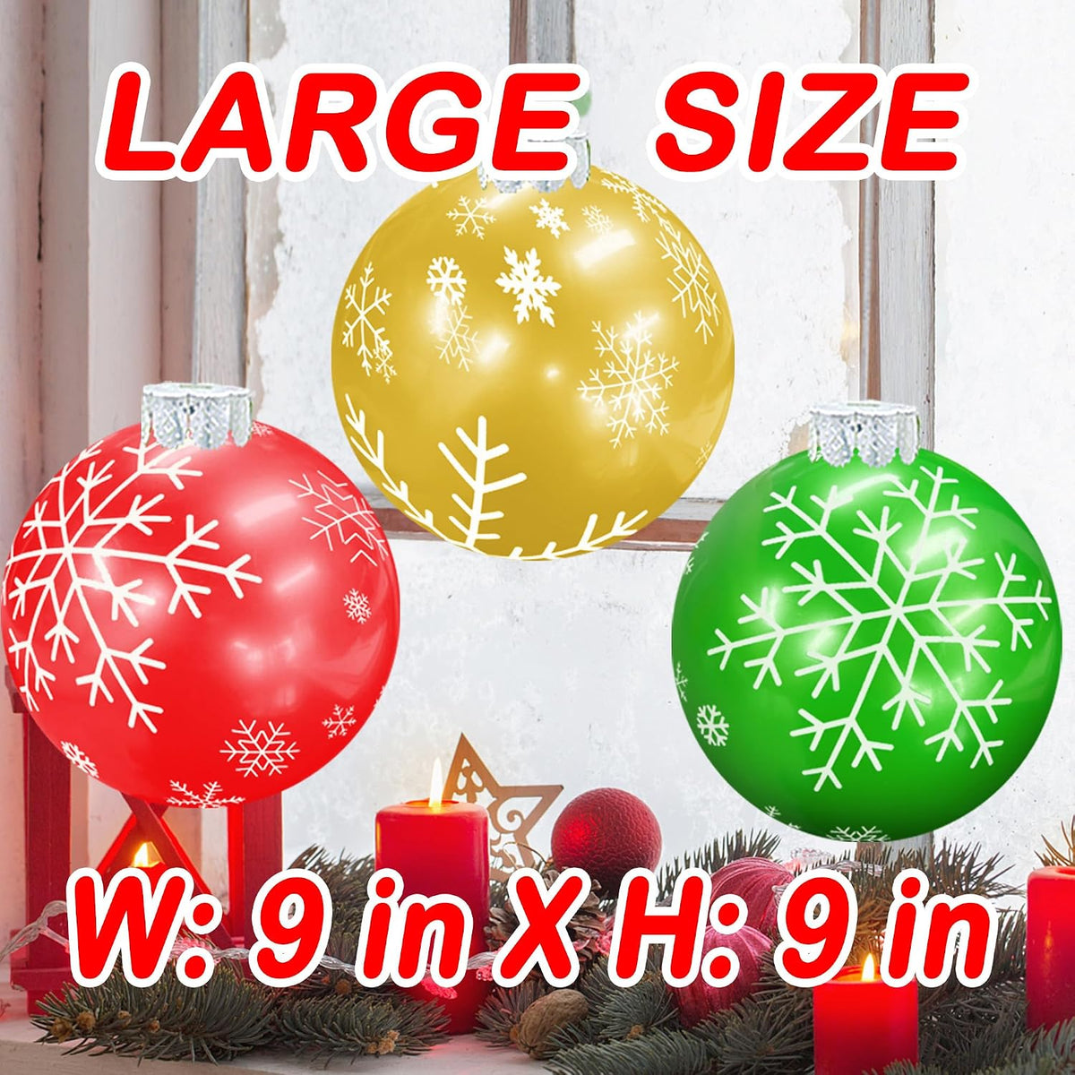 YHFUISK 10 piezas de decoraciones navideñas para exteriores, copos...
