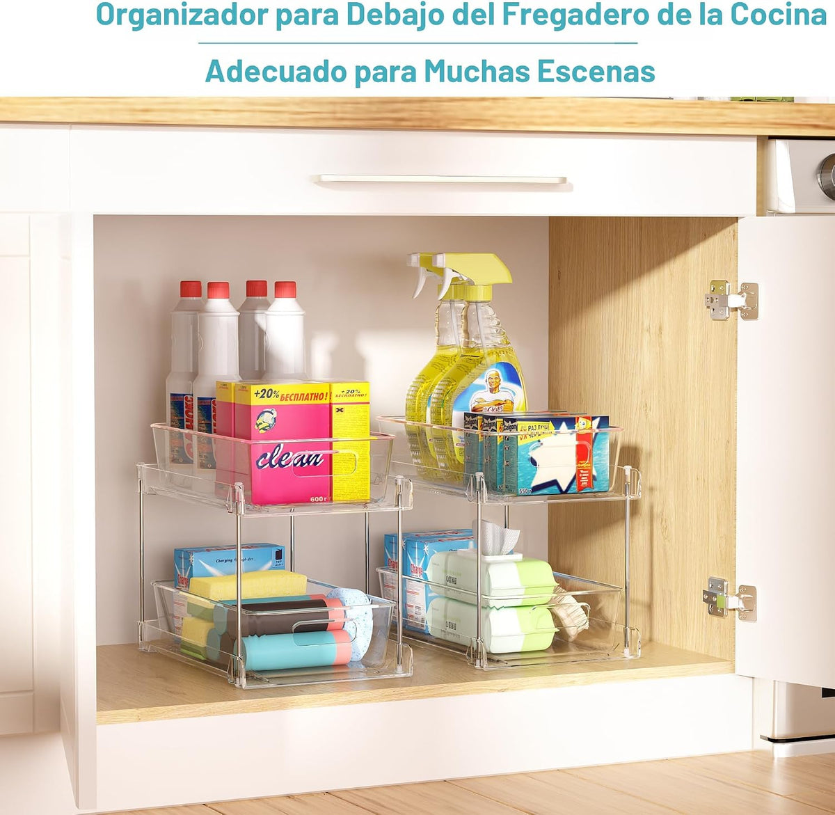 Vtopmart Paquete de 4 organizadores extraíbles para debajo del freg...