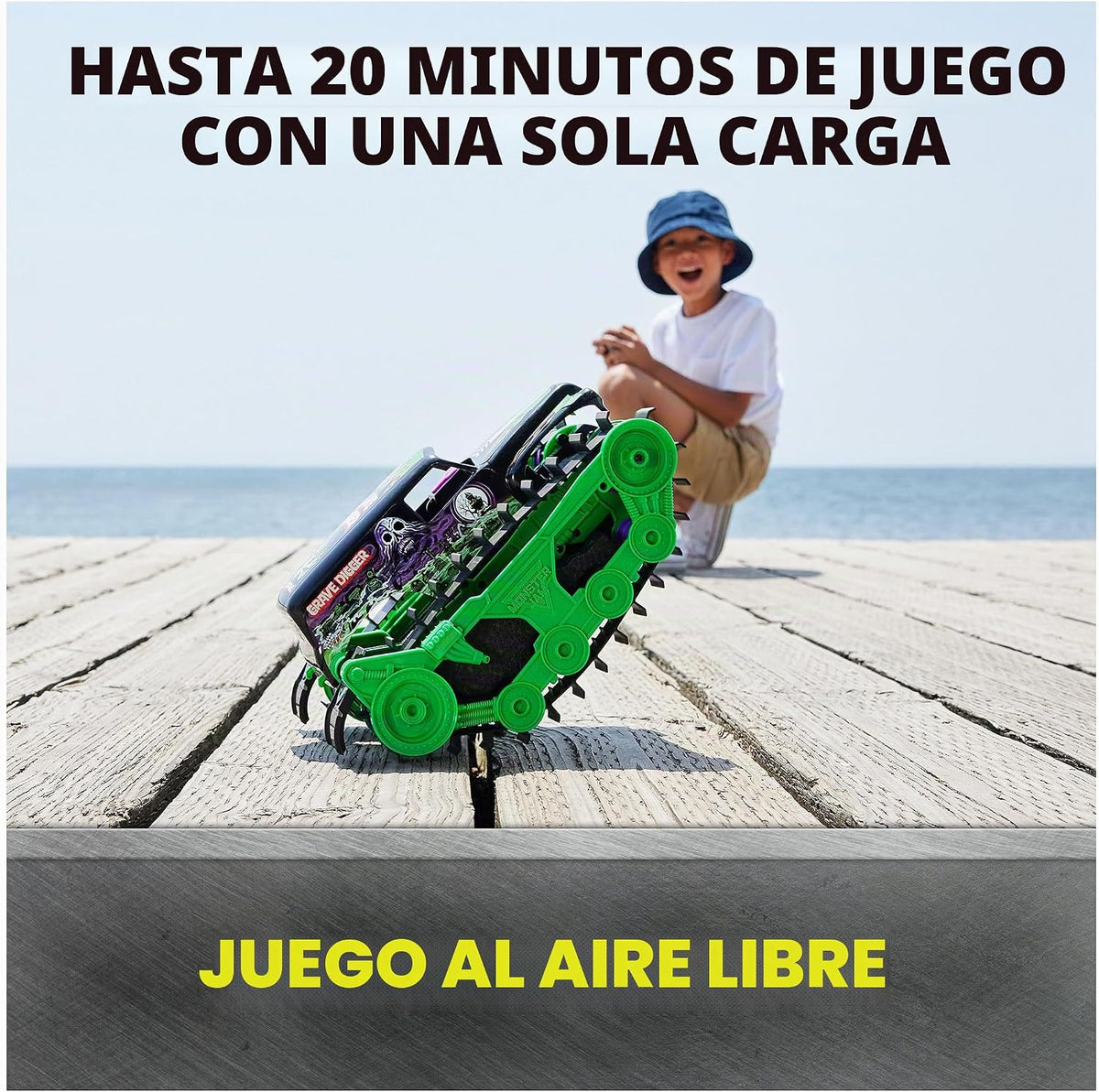 Monster Jam Grave Digger Trax Camión de juguete todoterreno RC, esc...