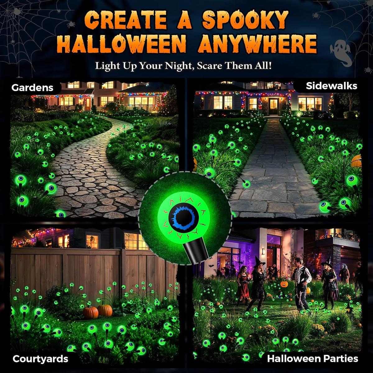 Cnuoky Decoraciones de Halloween al aire libre, paquete de 6 luces...
