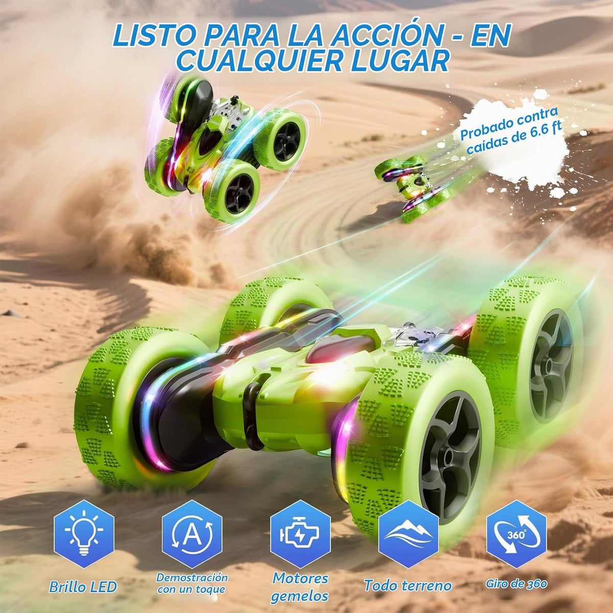 Zalneo - Auto de acrobacias con control remoto \u2013 4WD 360° Flip...