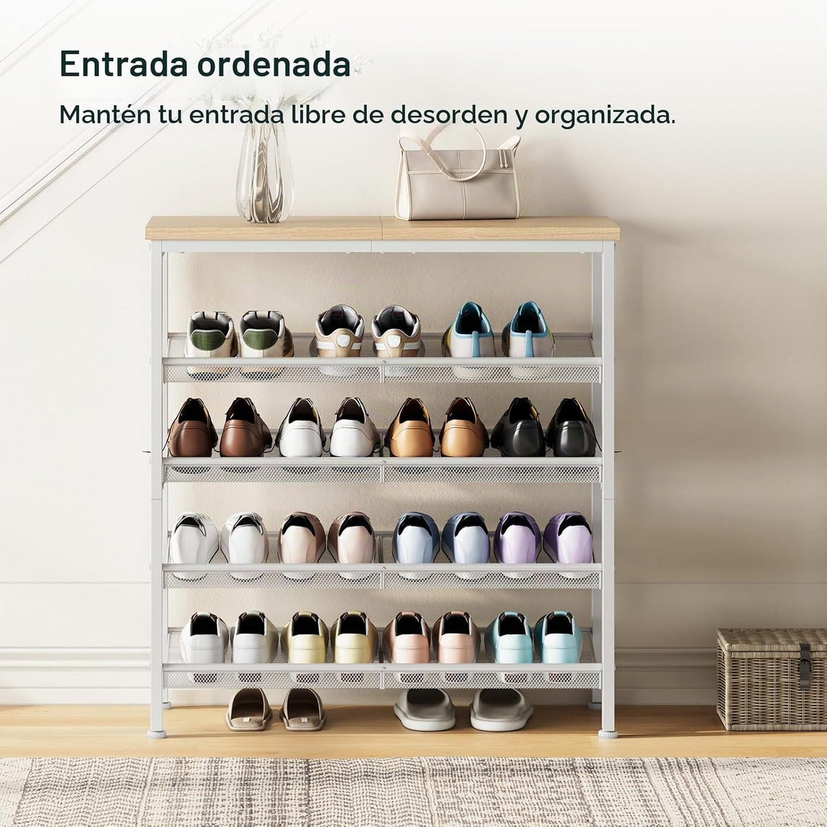 HOOBRO Zapatero para entrada, organizador de zapatos de 5 niveles c...