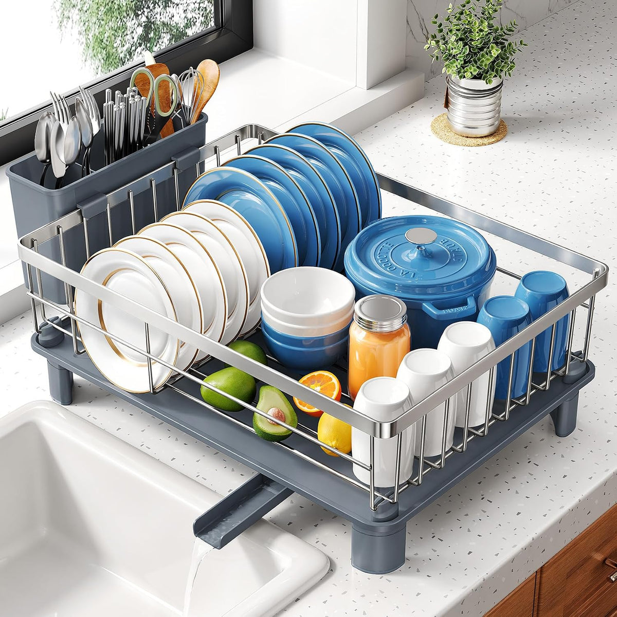 SNTD Escurridor de Platos - Escurridor de Platos Pequeño para Encim...